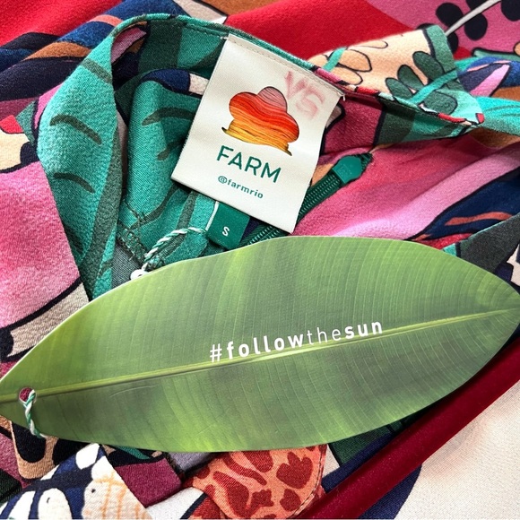Farm Rio NWT Rainbow Fauna Tropical Jungle Print Midi Slip Dress Women’s Small - Picture 13 of 16